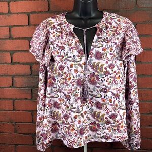 Scoop Shirt Womens Medium Floral Ruffle